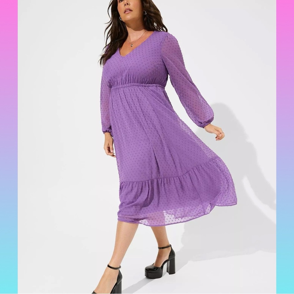 Torrid Purple midi Dress with long sleeves